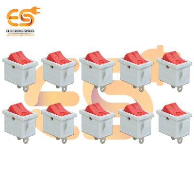 KCD-002 6A 250V AC White Color 2-pin SPST Rocker Switch Pack of 10